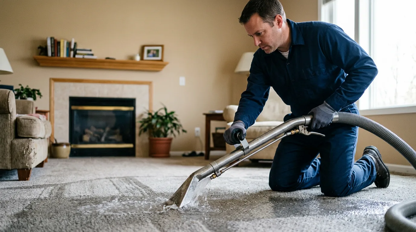 Water damage restoration technician working near Clay City, KY